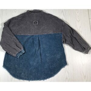 POL Corduroy Shacket Women's L Button Up Blue Gray Collared Anthropologie Shirt